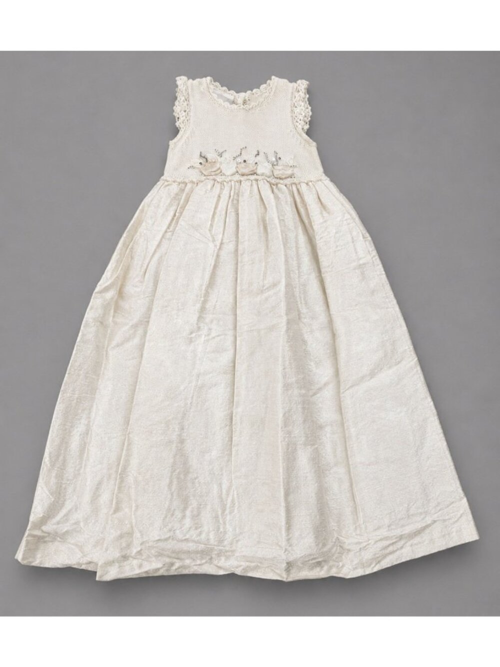 NWT VICTORIA KIDS Baby Girl S/3-6M Ivory Silk Dupioni Christening/Baptismal Gown